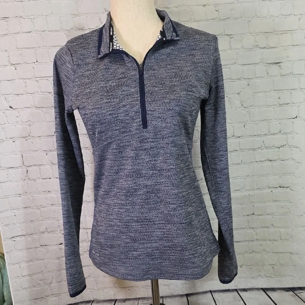 Nike Golf Pullover Women Small Navy Blue Good Dri-FIT Space Dye Quarter Zip Top‎